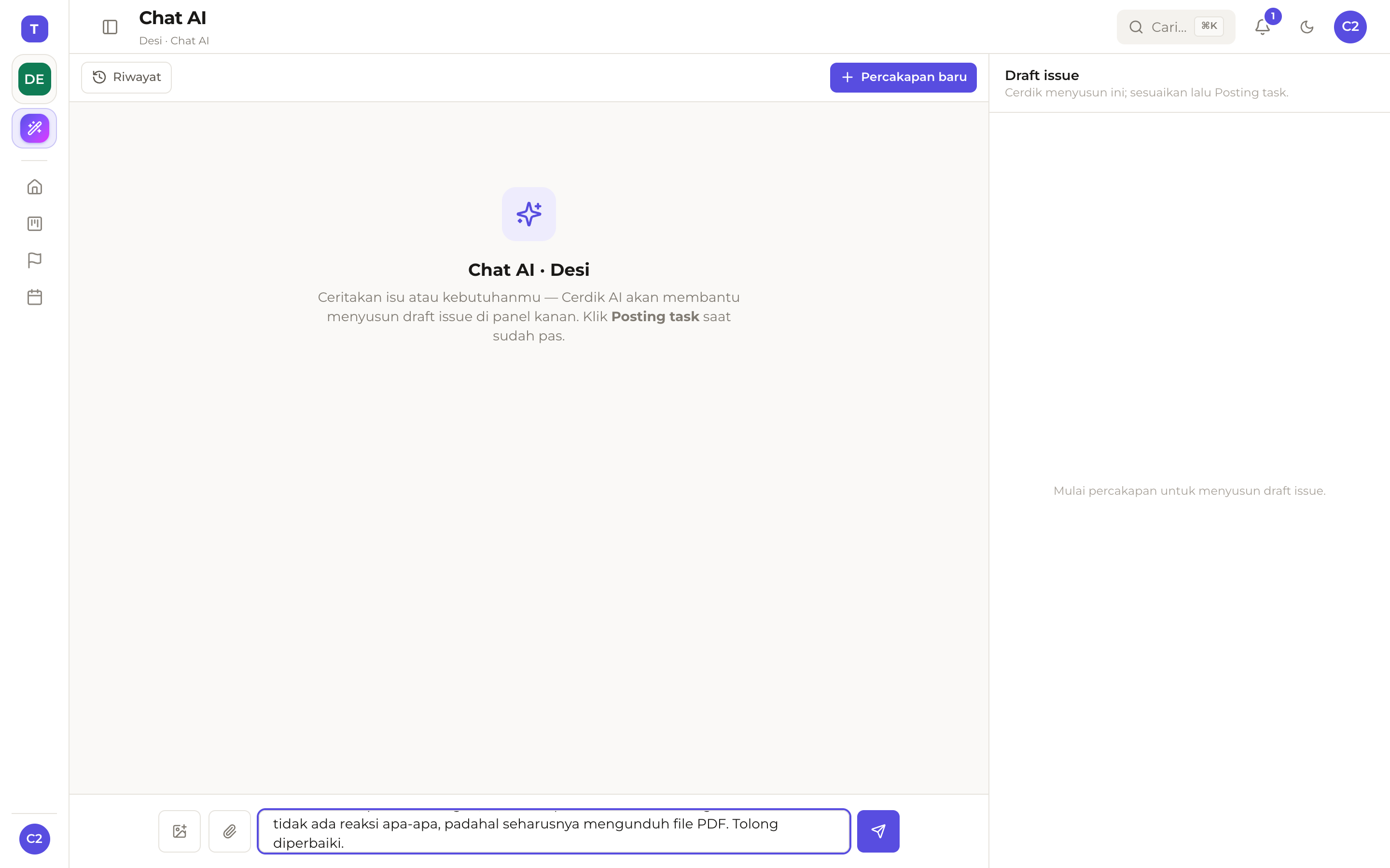Mengetik pesan ke Chat AI