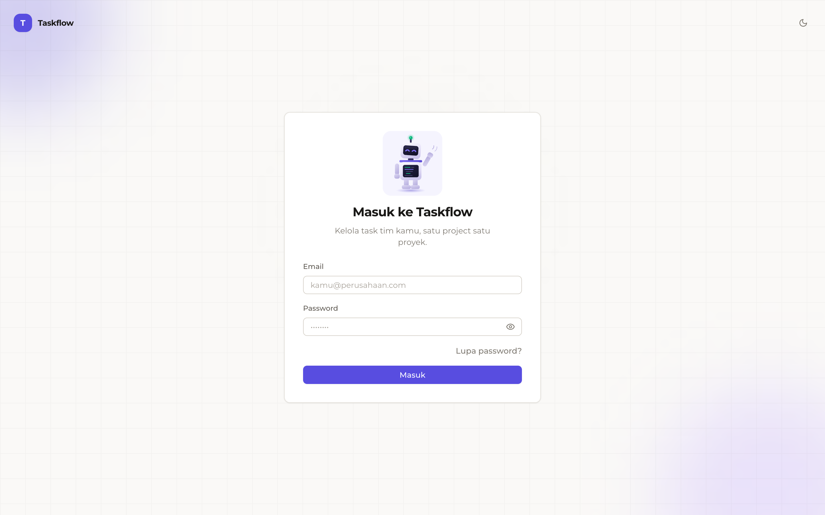 Halaman login Taskflow